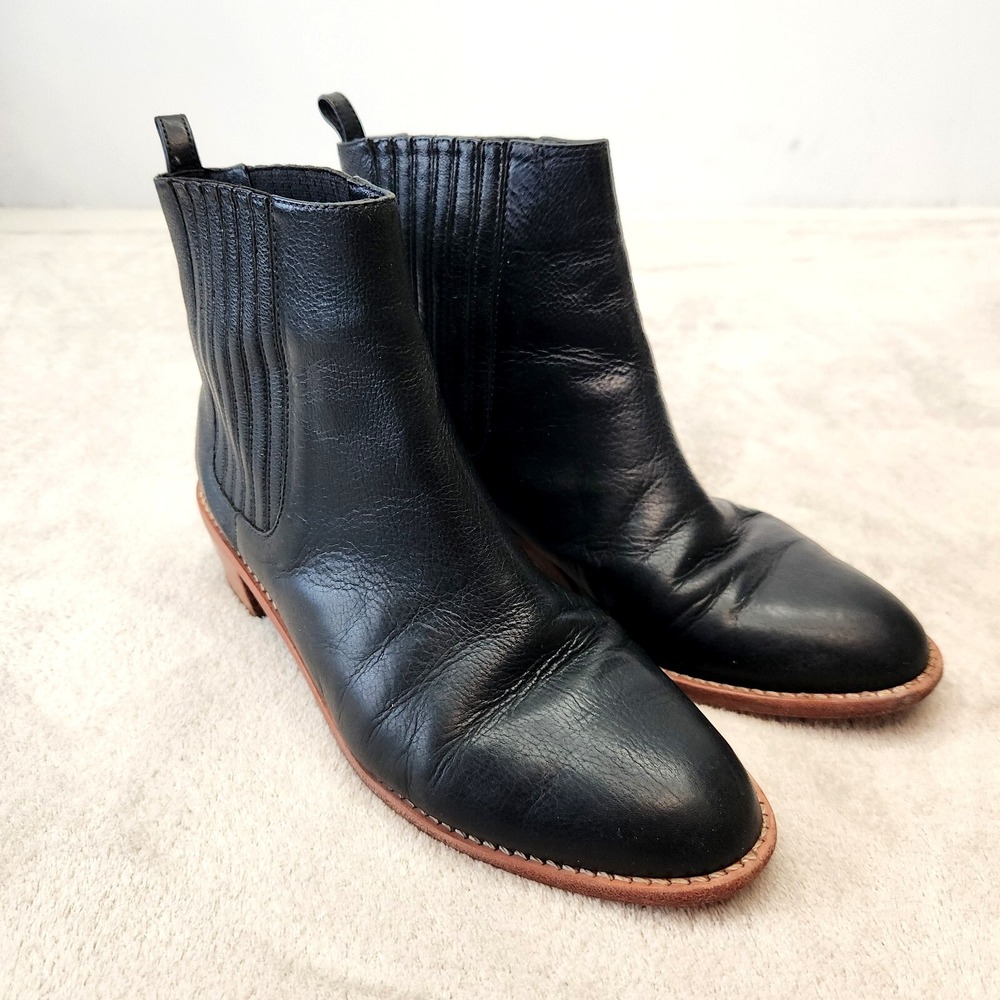 Loeffler Randall Black Leather Boots 8.5B Ankle Western Chic Quiet Luxury Shoe - Picture 3 of 10